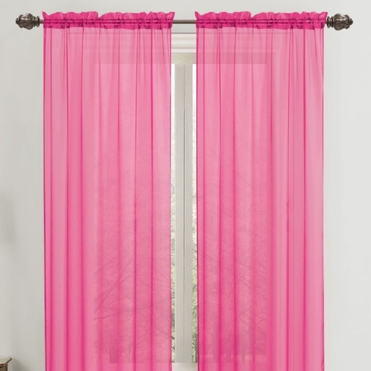 Unbranded 2-Panel: 90" Neon Colored Celine Rod Pocket Sheer Voile Window Curtain Panel